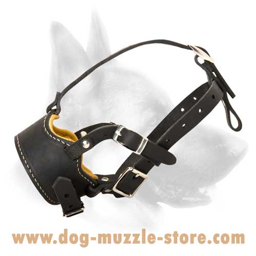 Easy To Adjust Leather Dog Muzzle With Open-Nose Form