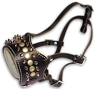 Padded leather dog muzzle with spikes for all breeds