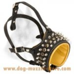 Padded Medium Breeds Leather Dog Muzzle With Spikes