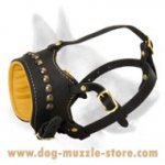 Durable Leather Dog Muzzle With Studs