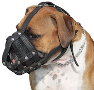 BEST Leather Dog Muzzle for BOXER-LEATHER WIRE MUZZLE