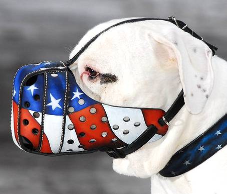 Hand Painted ''American Flag'' Leather Dog Muzzle - Click Image to Close