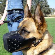 Leather dog muzzle "Dondi" style For German Shepherd Dog